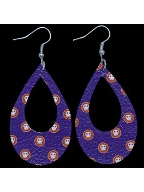 Faux Leather Teardrop Dangle Earrings Halloween Fashion Jewelry
